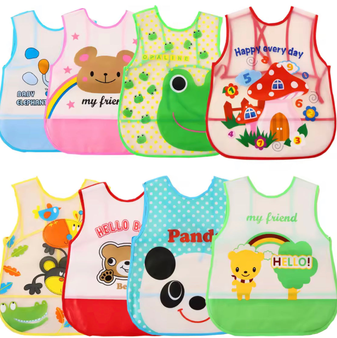 Waterproof Baby Bibs For Toddlers, Sleeveless Feeding Apron For Toddlers, Cartoon Animals Kids Bib Waterproof Baby Bibs For Toddlers, Sleeveless Feeding Apron For Toddlers, Cartoon Animals Kids Bib
